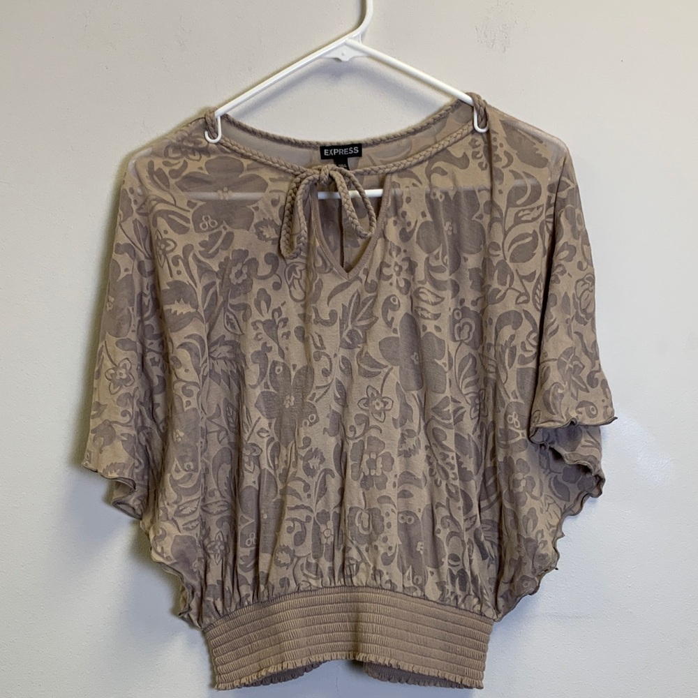 Express Women's Beige Floral Blouse